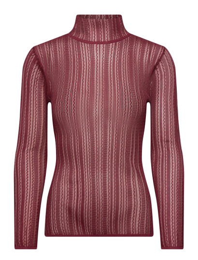 Malina Zelie Sheer Knitted Turtleneck Top - Pink - S