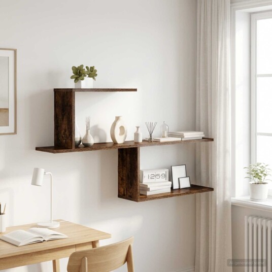 vidaXL Vegghylle Røkt Eik 122 x 18 x 60 cm Konstruert tre