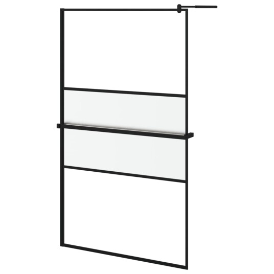 Dusjvegg med hylle svart 115x195 cm ESG-glass og aluminium Dusjvegg med hylle svart 115x195 cm ESG-glass og aluminium