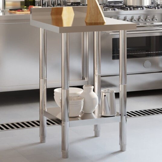 Kjøkkenbenk med bakplate 55x55x93 rustfritt stål Kjøkkenbenk med bakplate 55x55x93 rustfritt stål