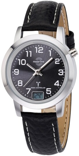 Master Time Dameklokke MTLA 10577 24L Funk Basic Sort/Lær Ø34 mm