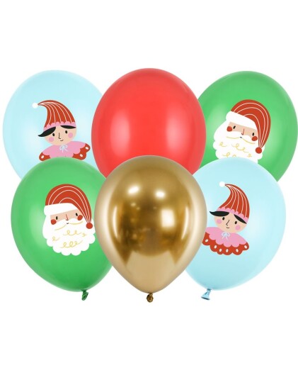 6 stk 30 cm Ballonger Ballongbukett med Julemotiver