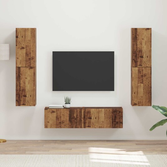 TV benksett 6 pcs Gamle tre Konstruert tre