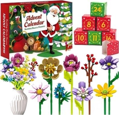24 dagers jule nedtellingsgave – DIY byggbar blomsterblokk adventskalender – En jule nedtellingsgave egnet for voksne og familier