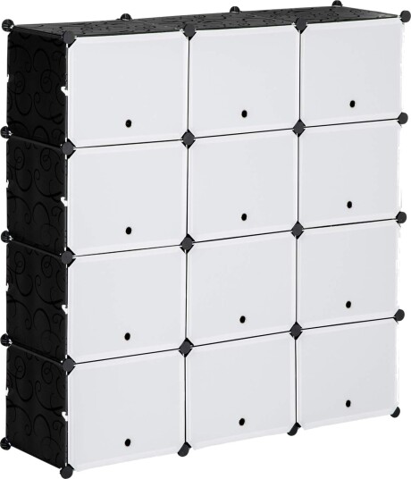 Skoskap med 12 kuber sort/hvit 125x32x125 cm