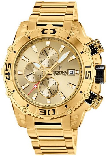 Festina Herreklokke F20492 1 Gull/Gulltonet stål Ø48 mm Festina Herreklokke F20492 1 Gull/Gulltonet stål Ø48 mm