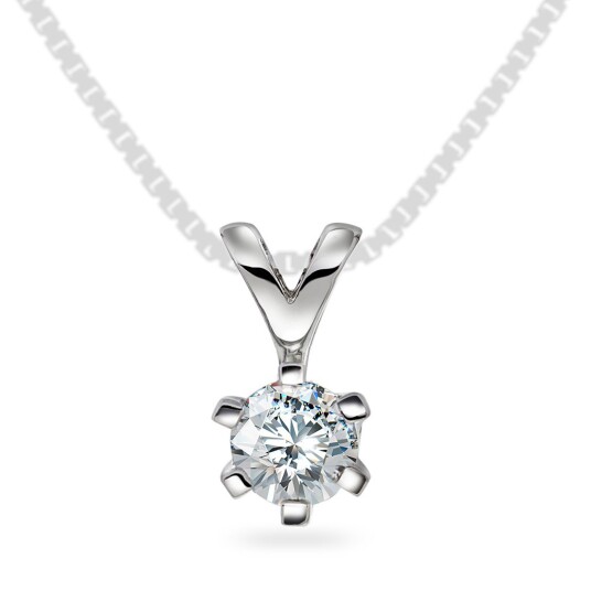 Olivia by Gullfunn, Anheng i 585 hvitt gull med diamant 0,50 ct