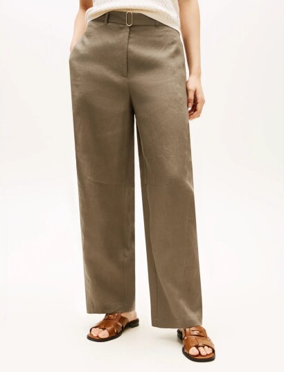 Tommy Hilfiger Linen Utility Barrel Pant Khaki green 40