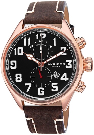Akribos XXIV Herreklokke AK706RG Essential Sort/Lær Ø47 mm Akribos XXIV Herreklokke AK706RG Essential Sort/Lær Ø47 mm