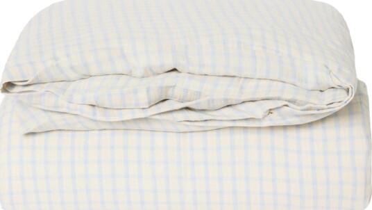 Gingham Sky Blue Muslin Duvet Cover Double 220x220 cm