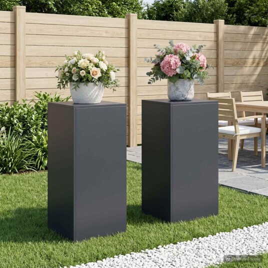 vidaXL Planteholder 2 pcs Antrasitt 40 x 40 x 80 cm Galvanisert stål