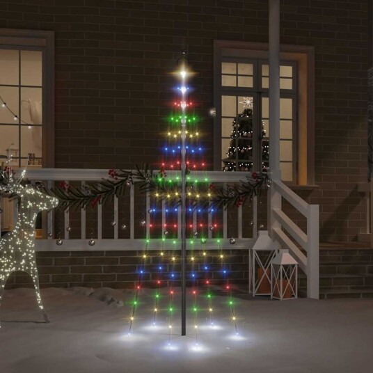 vidaXL Juletre på flaggstang 108 LED fargerik 180 cm vidaXL Juletre på flaggstang 108 LED fargerik 180 cm
