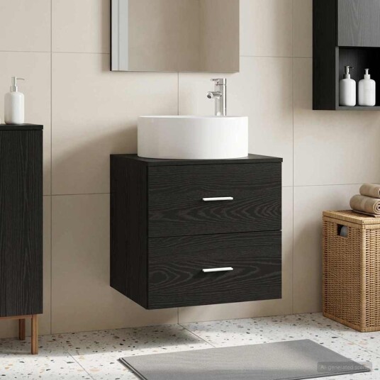  Vegghengt vaskeservant Svart eik 49,5 x 44,5 x 65,5 cm