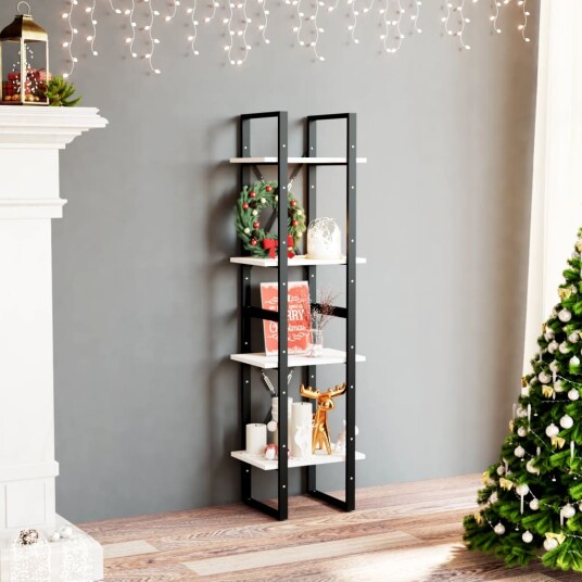 vidaXL Bokhylle 4 niv?er hvit 40x30x140 cm heltre furu