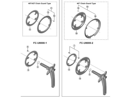 Shimano Cues 42 tands kjedebeskytter og skruer til kranksett modell FC U8000 1
