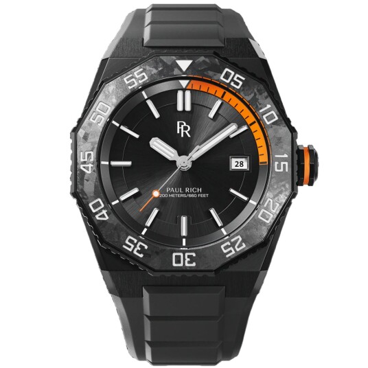 Paul Rich Aquacarbon All Black PR0011 - Herre - 43 mm - Analog - Kvarts urverk - Safirglass Paul Rich Aquacarbon All Black PR0011 - Herre - 43 mm - Analog - Kvarts urverk - Safirglass