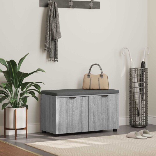 vidaXL Gangbenk Grå Sonoma 80 x 38 x 46 cm Konstruert treverk og stoff