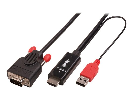 Lindy HDMI til VGA Adapterkabel 2m Svart 1080p Videokonverter