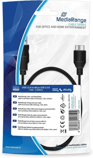MediaRange Lade- & Datenkabel USB 3.0 auf MicroUSB 3.0 1m sw