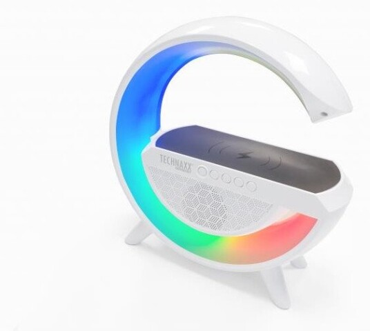 Technaxx LED Natlampe med HÃ¸jtaler samt TrÃ¥dlÃ¸s Opladning TX-264 - Hvid