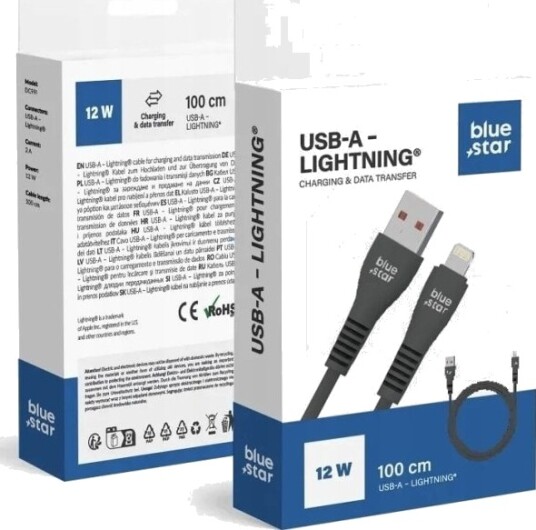 Usb-Kabel Bluestar Usb-A Til Lightning 1 M, Svart