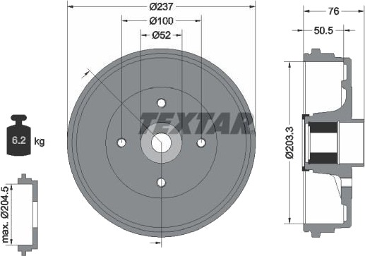 TEXTAR 94041400 Bremsetrommel TEXTAR 94041400 Bremsetrommel