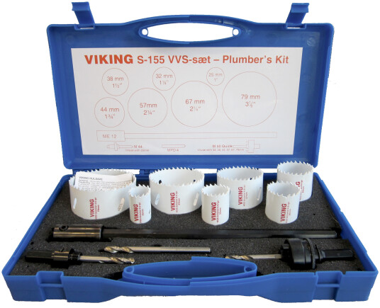 Hullsagsett S 155 VVS med 6 stk. hullsager, 2 stk. holder og forlenger