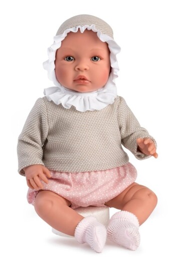 Asi Leonora baby doll in pink flowerprint panties and beige sweater