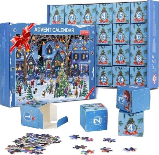 Adventskalender 2024 Julepuslespill for Voksne Juletellingspuslespill 24 deler 1008 brikkers puslespill Nedtelling til Julaften  FMY