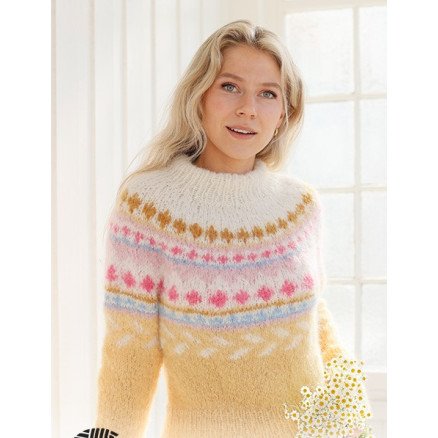 Lemon Meringue Sweater by DROPS Design Genser Strikkeoppskrift str S XXXL