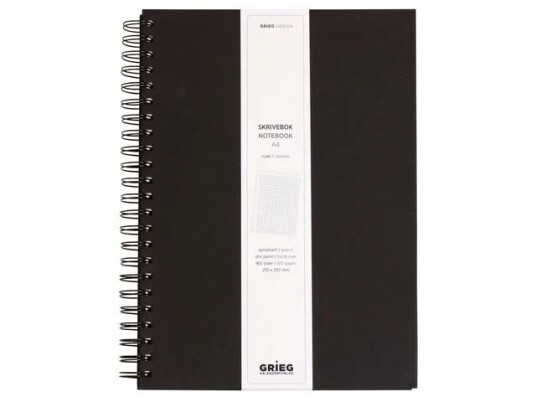 Grieg Spiralbok Grieg A4 100g 160s Ruter Sort