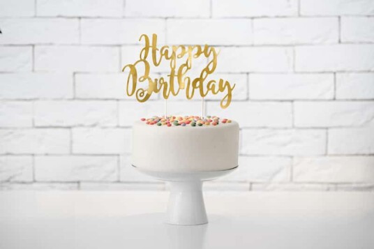 PartyDeco Kakedekorasjon Happy Birthday Gull