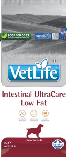 Farmina Vet Life tørrfôr Vet Life Dog Intestinal UltraCare Low Fat Sparepakke 2 x 10 kg