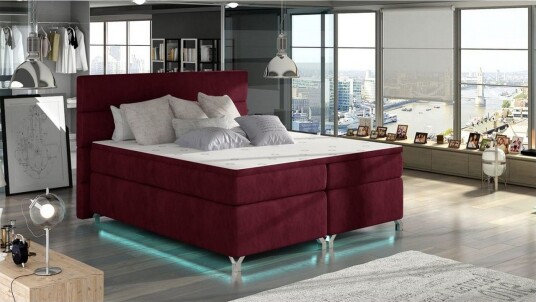 Boxspring Eltap Amadeo med LED Rivera 59 rød 160x200 cm