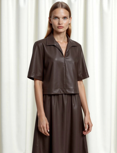 Object Objemery 2/4 Lo Coated Top 143 Brown 34