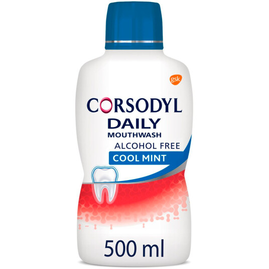 Klorheksidin Munnvann 0,06 % CORSODYL Daily Cool Mint 500 ml. Klorheksidin Munnvann 0,06 % CORSODYL Daily Cool Mint 500 ml.