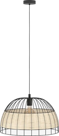 EGLO Pendellampe Anwick Black / Rattan 500 mm Svart Takpendler