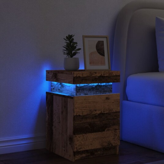 Nattbord med LED gammelt tre 35x39x55 cm konstruert tre 8721158446411
