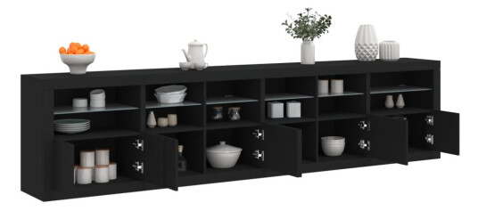 vidaXL Skjenk med LED-lys svart 283x37x67 cm