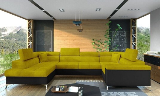 Hjørnesofa Eltap Thiago 342x208x88 cm Omega 68 Myk 11 Gul Venstre