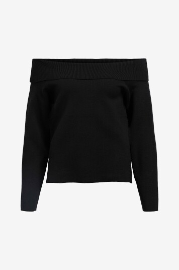 Object Pullover objReynard L/S RE Off Shoulder Knit Svart Object Pullover objReynard L/S RE Off Shoulder Knit Svart