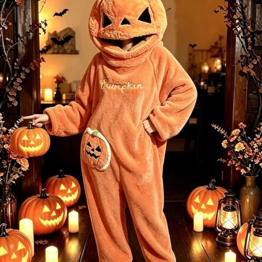 Halloween Gresskar Jumpsuit i Fleece til Ungdom