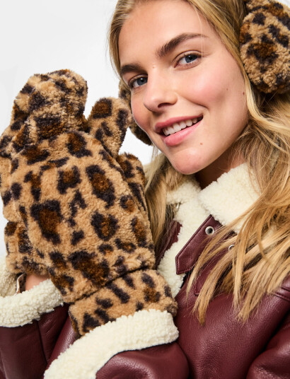 Pieces Pcnetty Teddy Mittens Bc - Brown - S