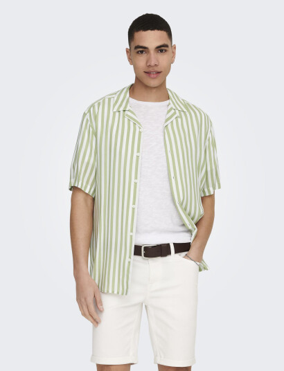 ONLY & SONS Onswayne Life Ss Viscose Shirt Noos - Green - XS