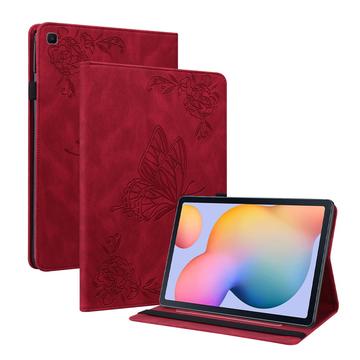 Samsung Galaxy Tab S6 Lite 2020/2022/2024 Butterfly serien folio etui Rød