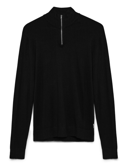 Lindbergh Ecovero Half Zip L/S Knit - Black - M
