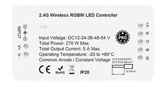 RF 2.4G Zigbee PRO RGBW LED Mottakere