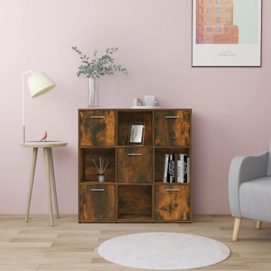  Bokhylle røkt eik 90x30x90 cm konstruert tre 8720286977033