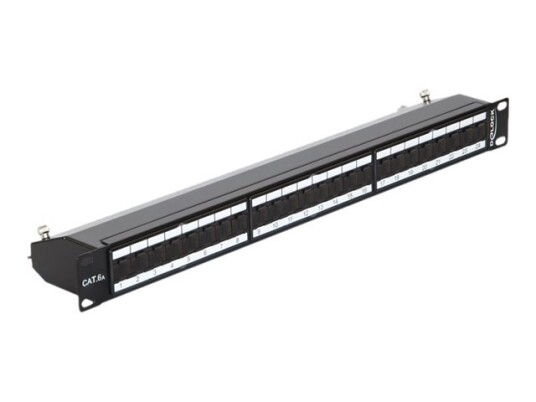 Delock Koblingspanel Cat 6A Rj-45 X 24 Kullsort Ral 9005 1U 19"