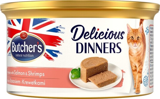 Butcher'S Våtfôr Megapakke Med Delicious Dinners Laks & Reker 48 X 85 G